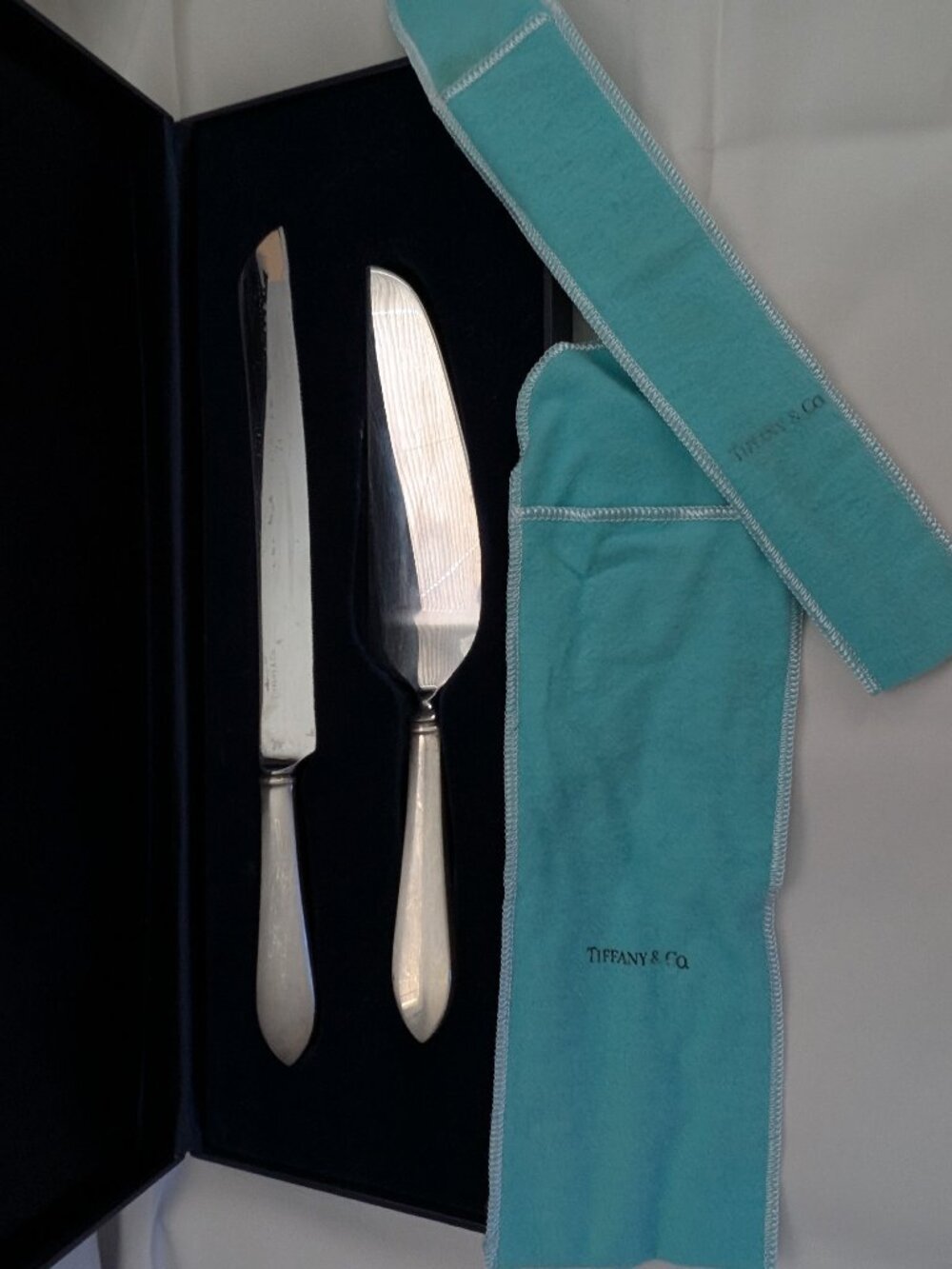 Tiffany sterling silver cake cutting set
